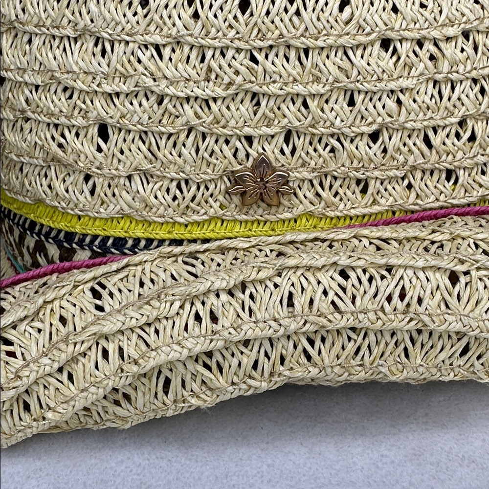 Cappelli Straworld Cream Woven Hat with Pink and Green Trim - Picture 4 of 9